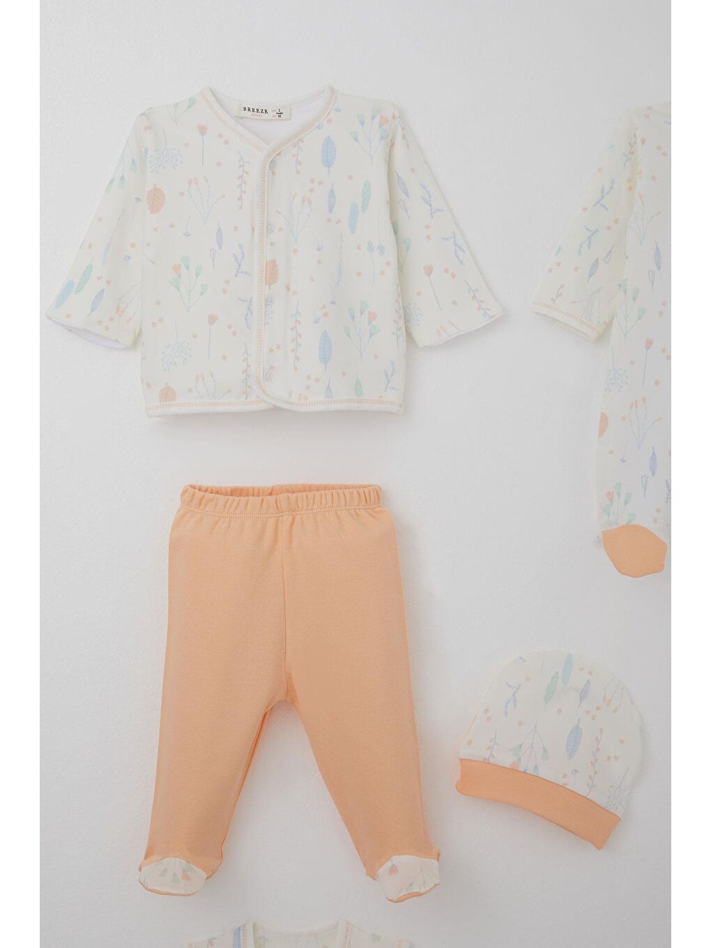 Kız Bebek Hastane Çıkışı 8 Li Bahar Temalı Çiçek Desenli Ekru (0-3 Ay)-2