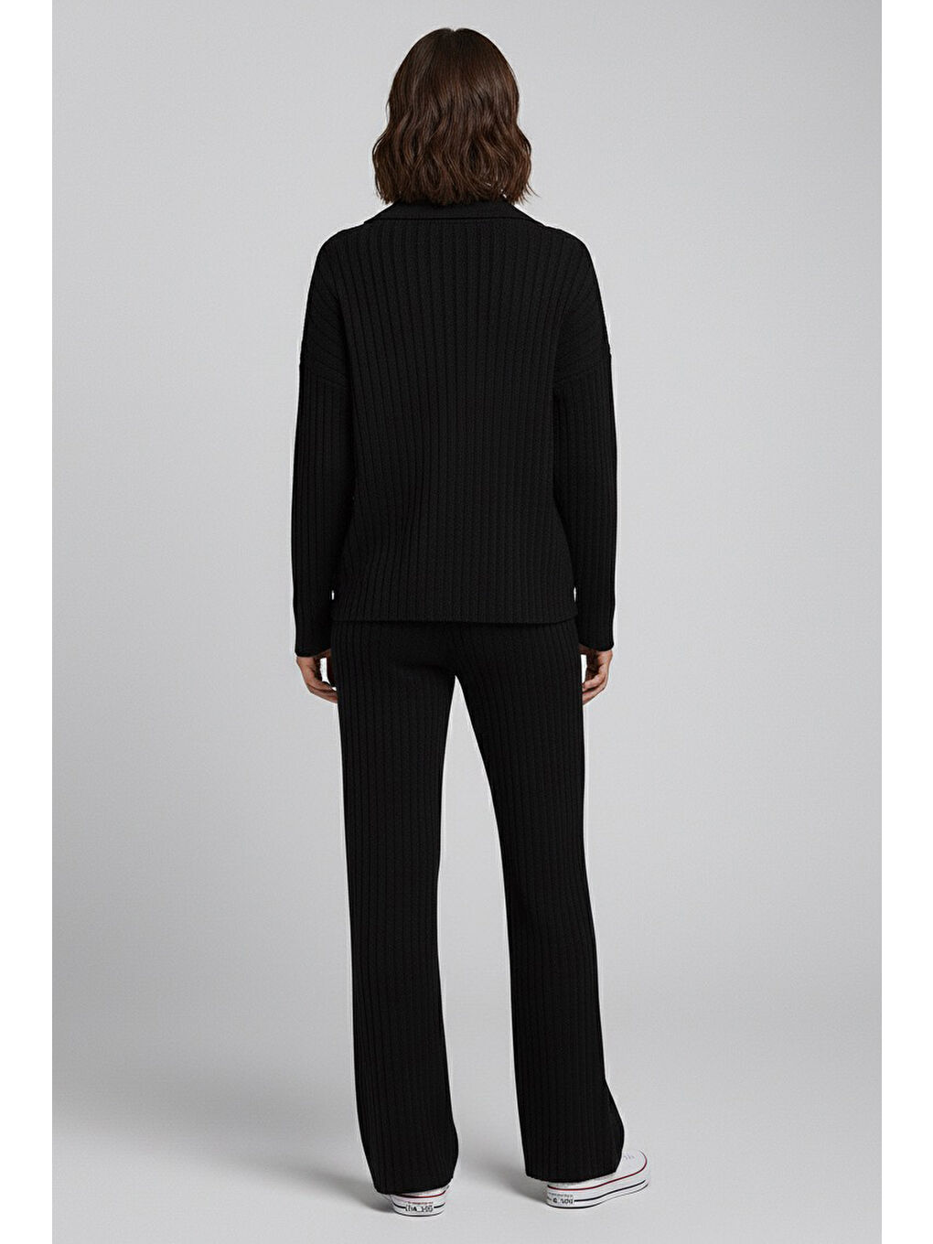 Polo Yaka Fitilli Kaşkorse İkili Takım Siyah - 27993-SIYAH-3