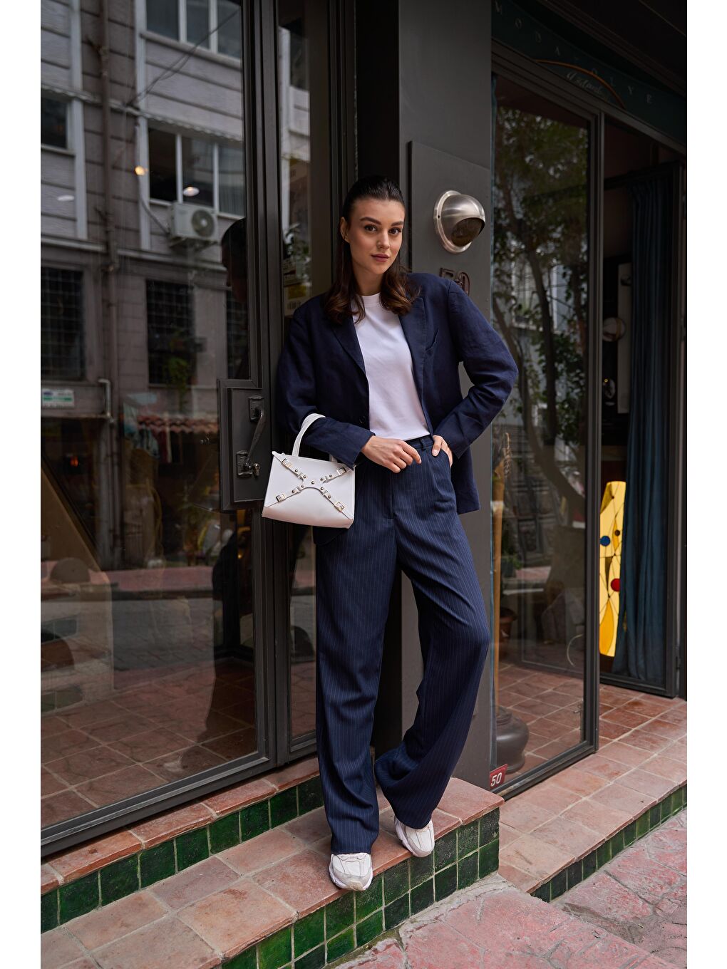 Zımbalı Mini Tote El Ve Omuz Çantası Beyaz