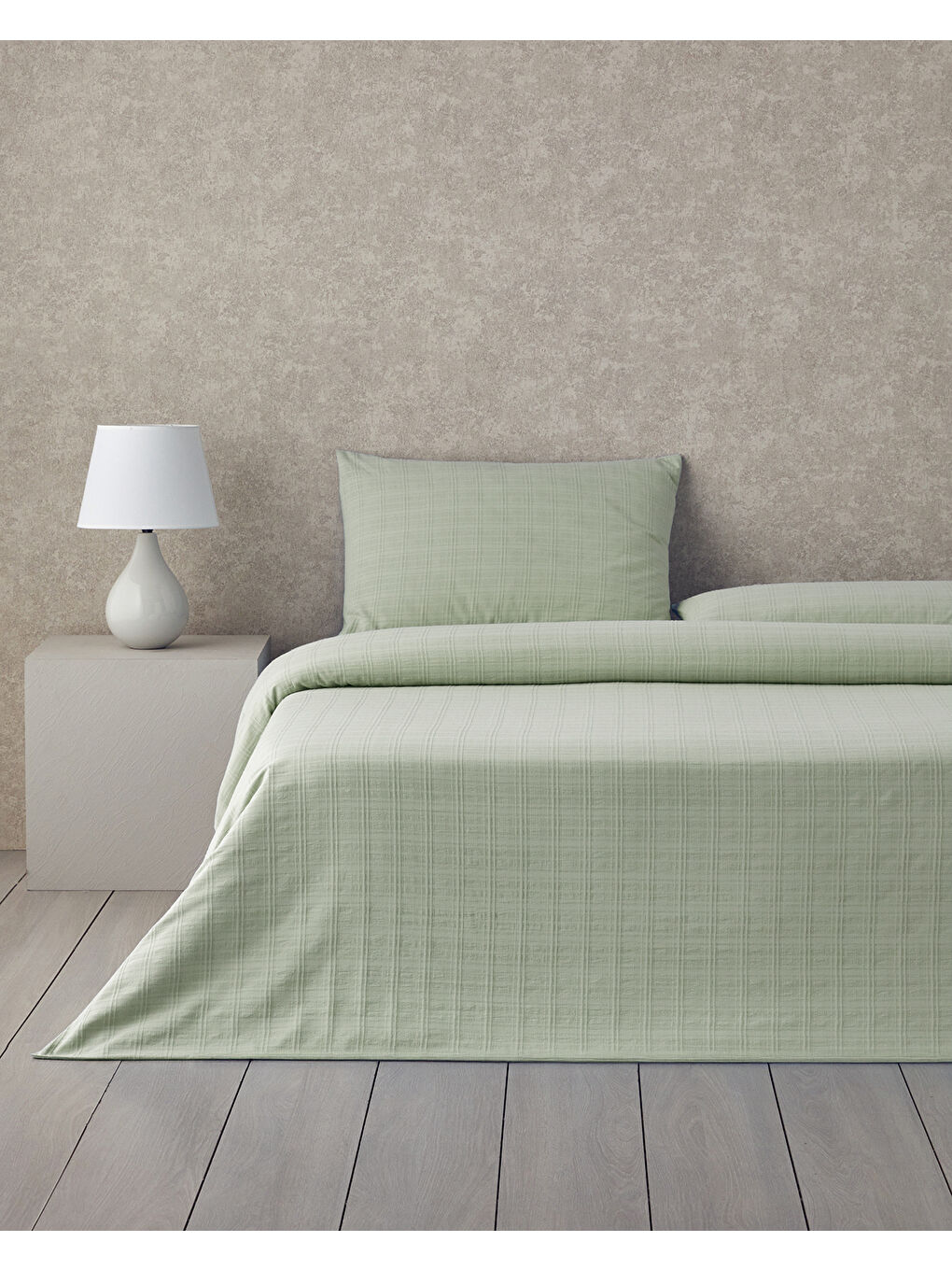 Breezy Escape Pamuk Ekose Tek Kişilik Nevresim Takımı 160x220 cm Yeşil