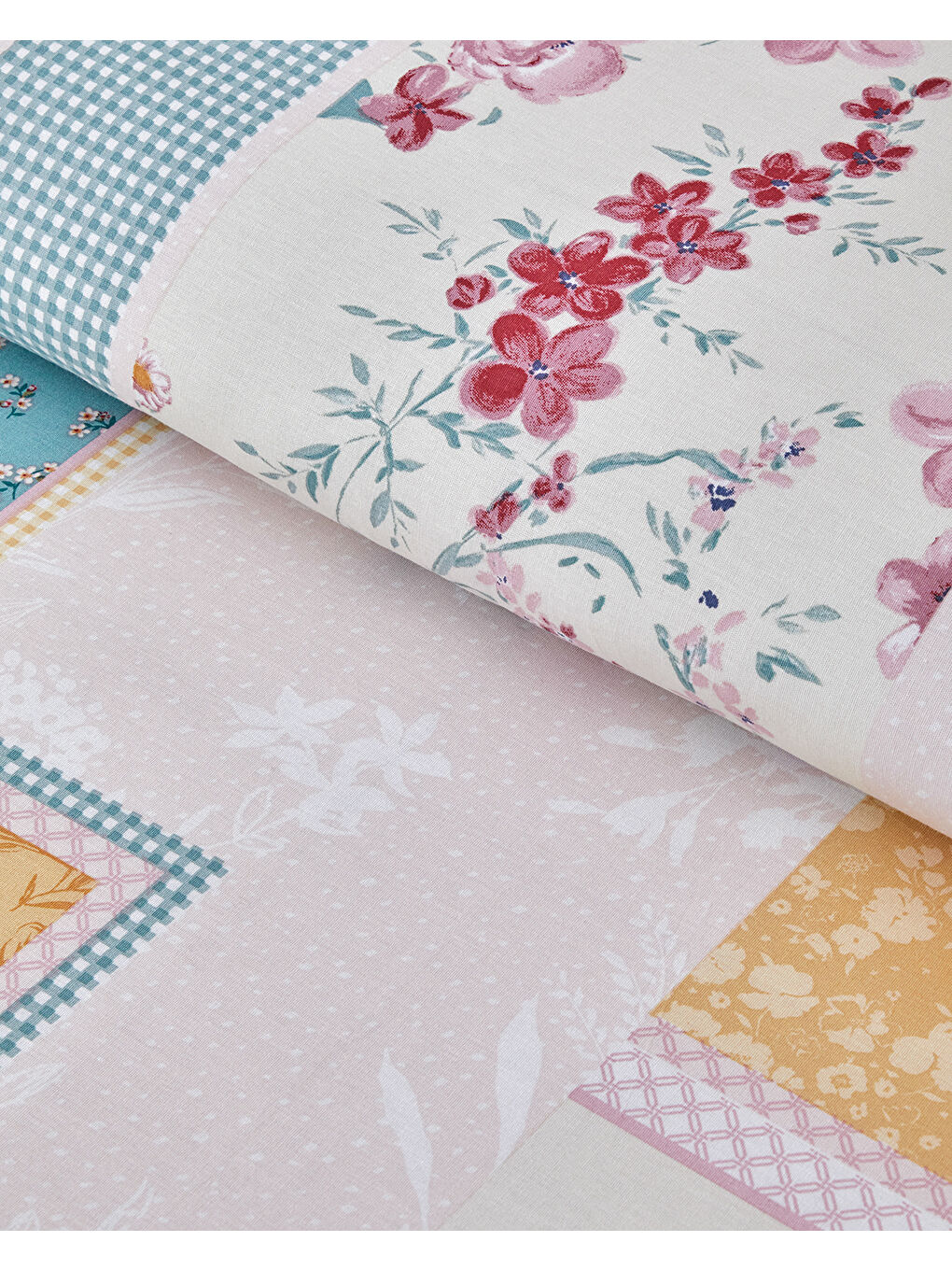 Patch Bouquet Çift Taraflı Pamuklu Tek Kişilik Nevresim Seti 160x220 cm Yeşil-Sarı-2