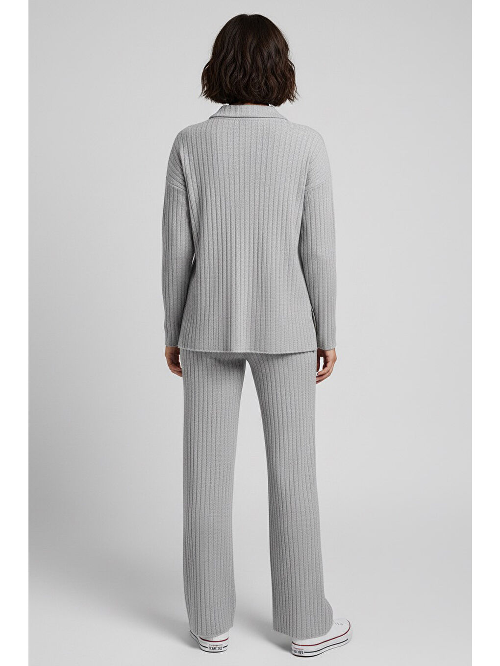 Polo Yaka Fitilli Kaşkorse İkili Takım Gri - 27993-GRI-2