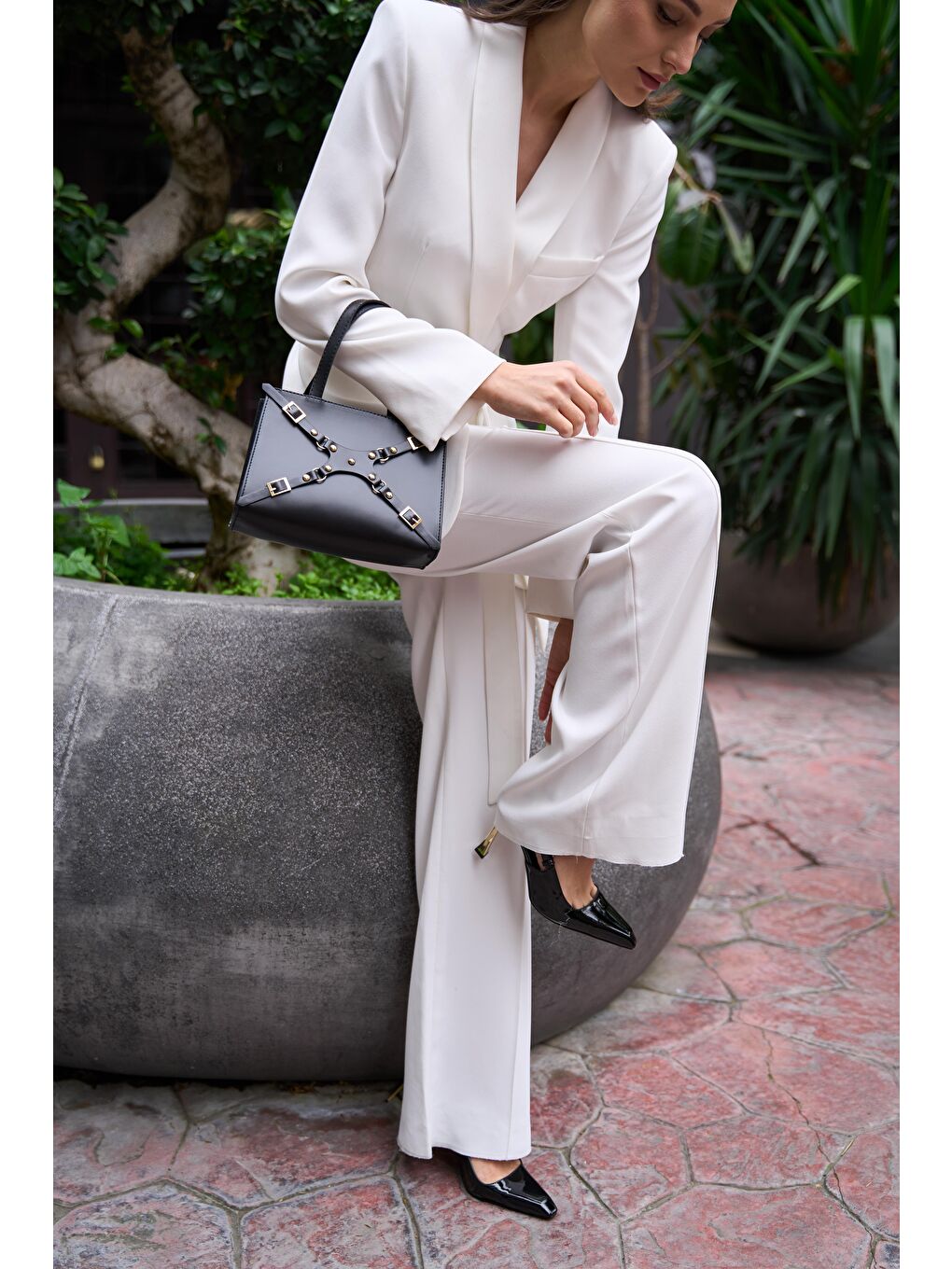 Zımbalı Mini Tote El Ve Omuz Çantası Siyah-1