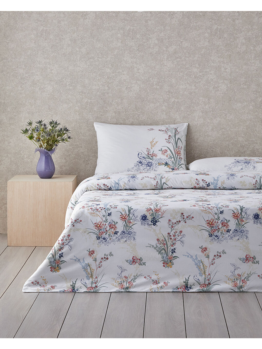 Flower Dance Çift Taraflı Pamuklu Tek Kişilik Nevresim Seti 160x220 cm Pembe - Bej