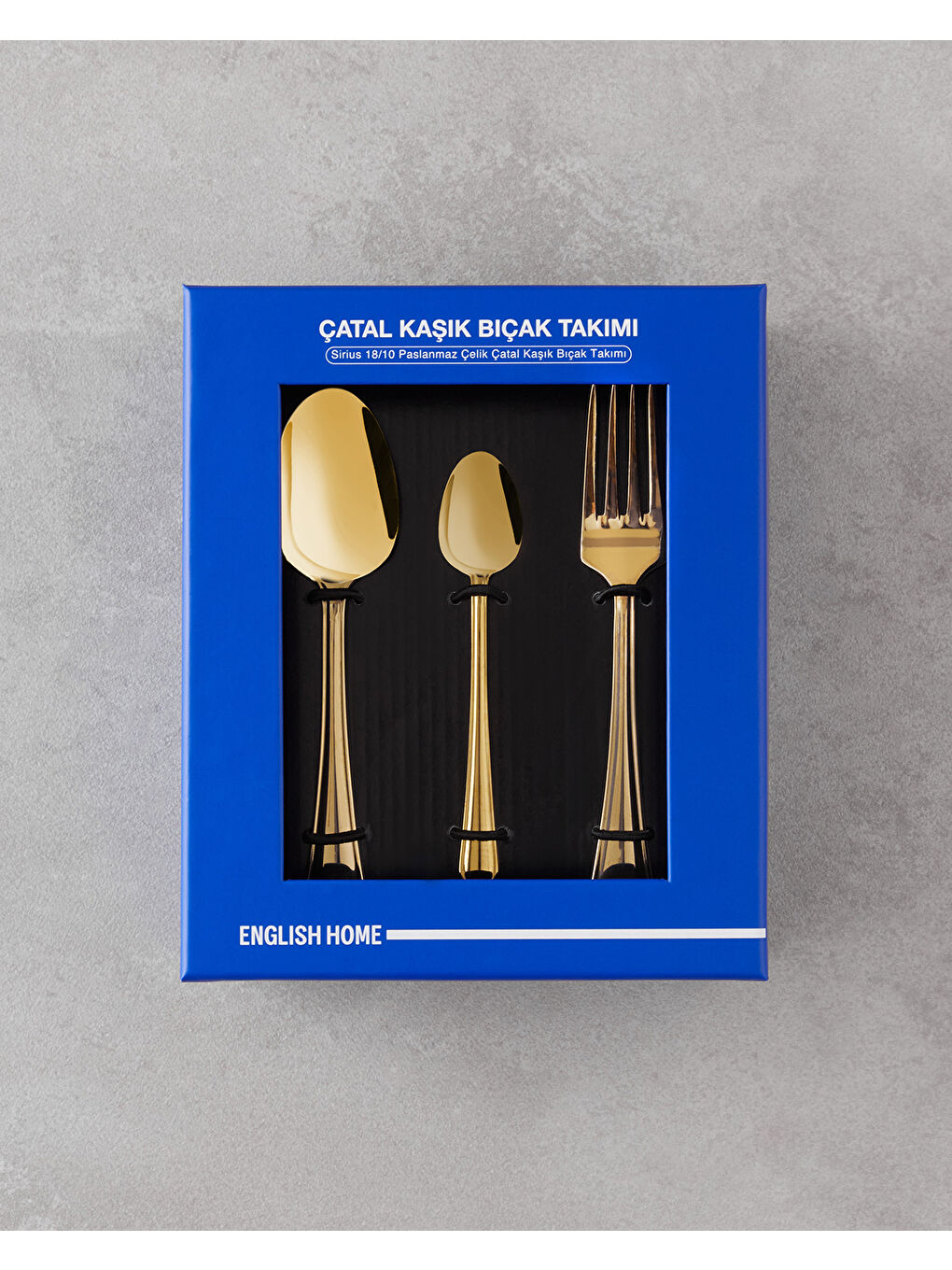 Sarı Sirius Paslanmaz Çelik Çatal Kaşık Bıçak Takımı 18 Parça 6 Kişilik Antik Gold-4