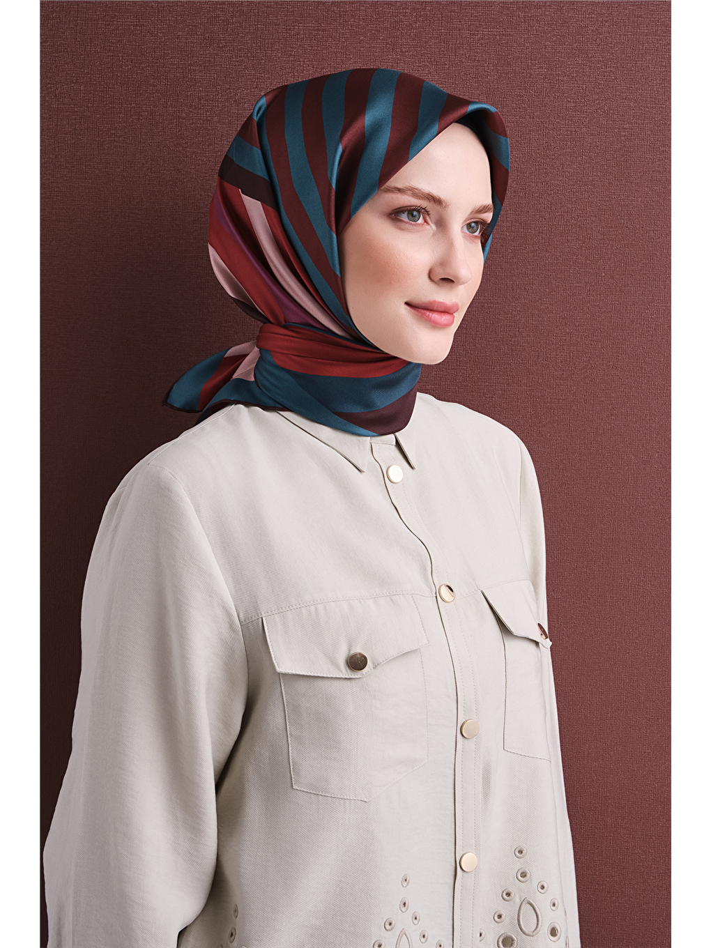 Karışık Saf İpek Twill Eşarp 9615d 80-2