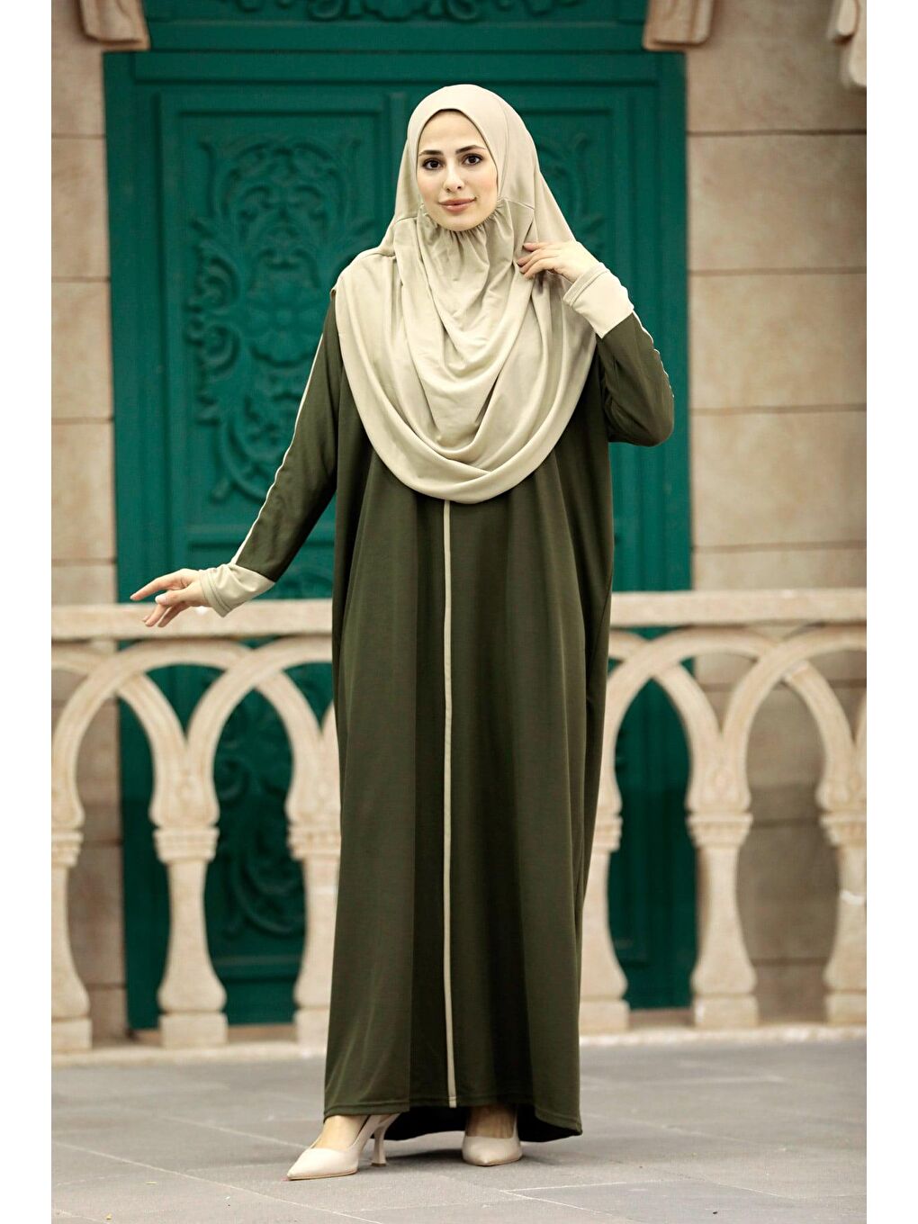 Çantalı Pratik Elbise N2310 Haki-1