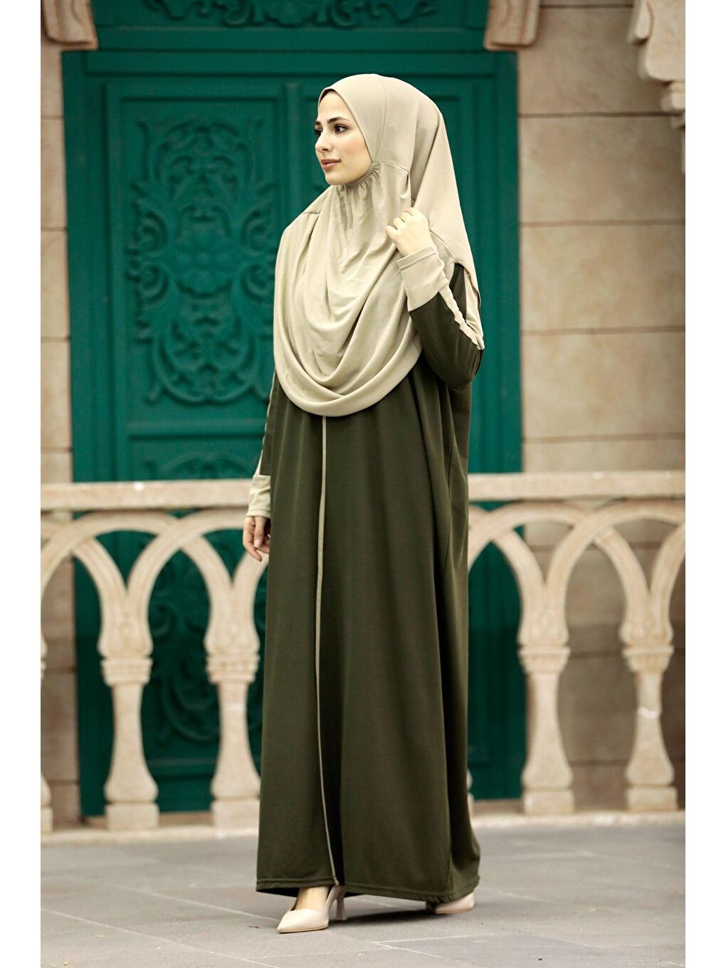 Çantalı Pratik Elbise N2310 Haki-2