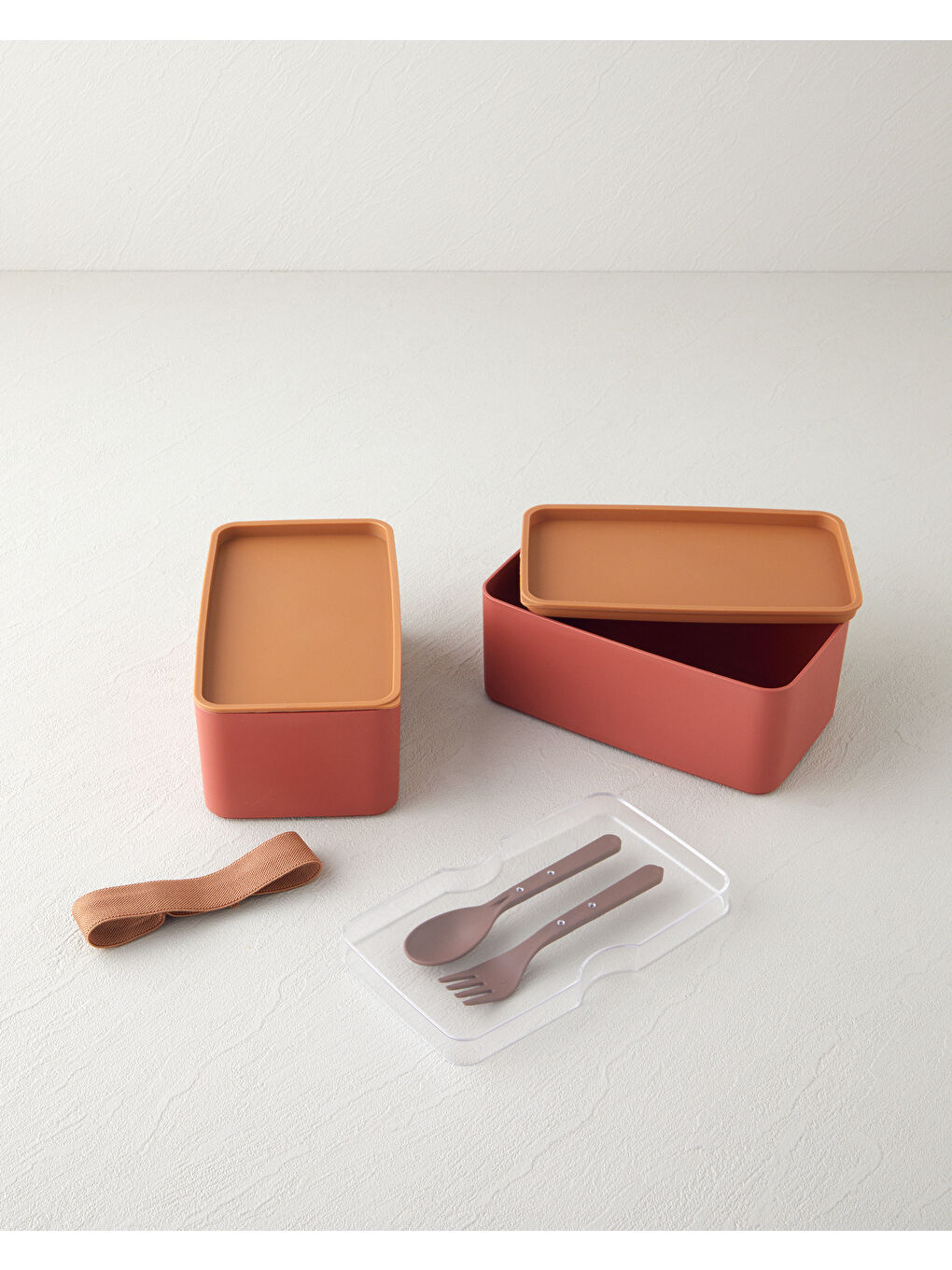 Mezaluna Time Plastik 2 Katlı Lunch Box 1 L- 1 L Turuncu-2