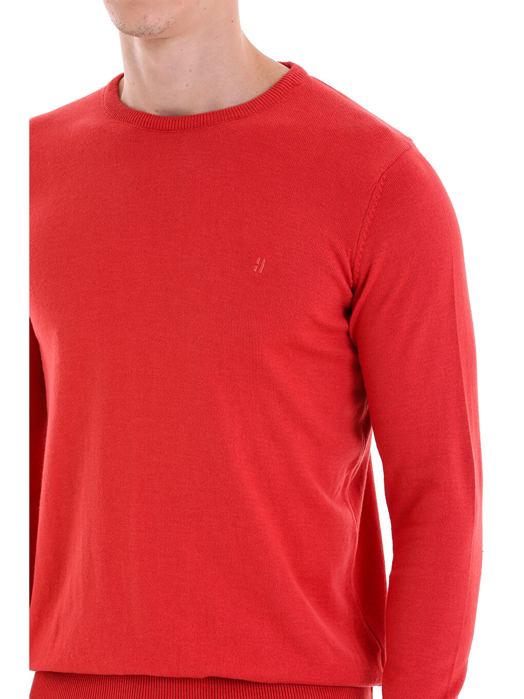 Kahverengi Kiremit Regular Fit Düz Bisiklet Yaka 100% Pamuklu Triko Kazak-4