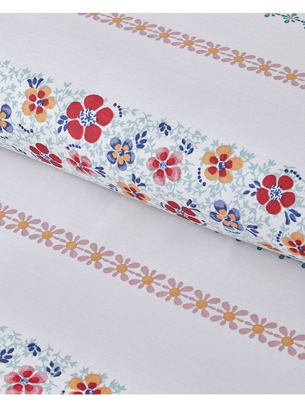 Blossom Bands Çift Taraflı Pamuklu Tek Kişilik Nevresim Seti 160x220 cm Kırmızı - Mavi-2