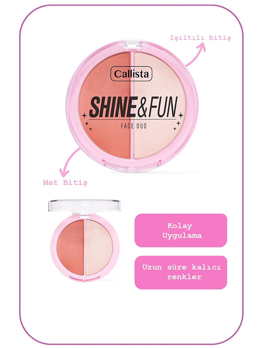 Callista Karışık Shine & Fun Face Duo Allık & Aydınlatıcı Paleti 140 Good Company - 1