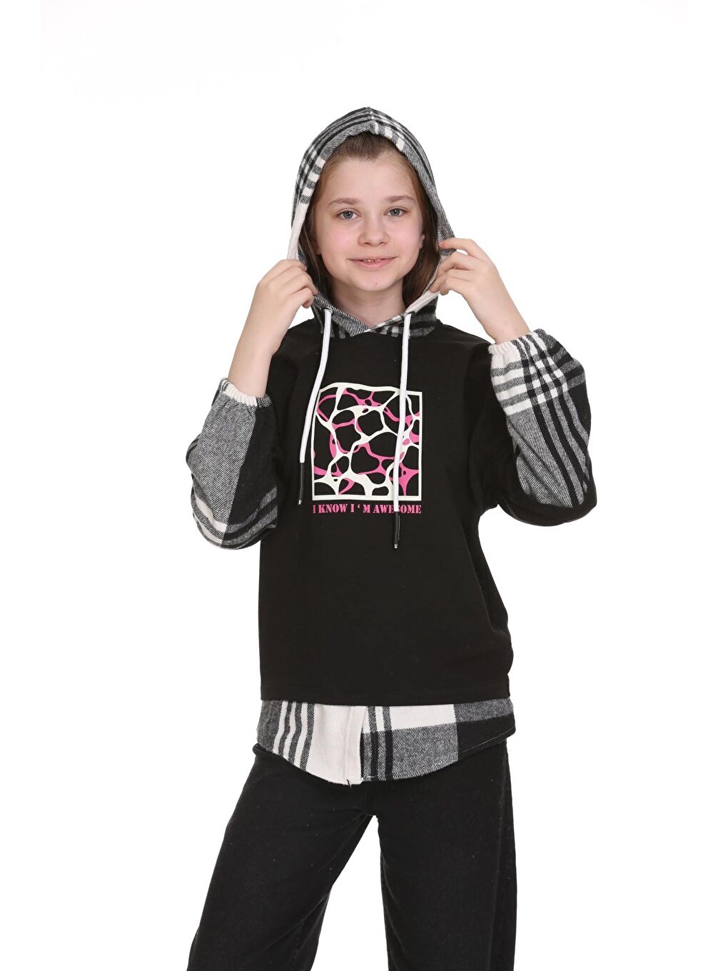 Siyah Kapüşonlu Oduncu Sweat 157-2