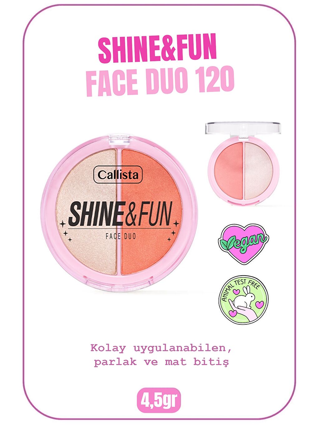 Callista Karışık Shine & Fun Face Duo Allık & Aydınlatıcı Paleti 120 Dream Team