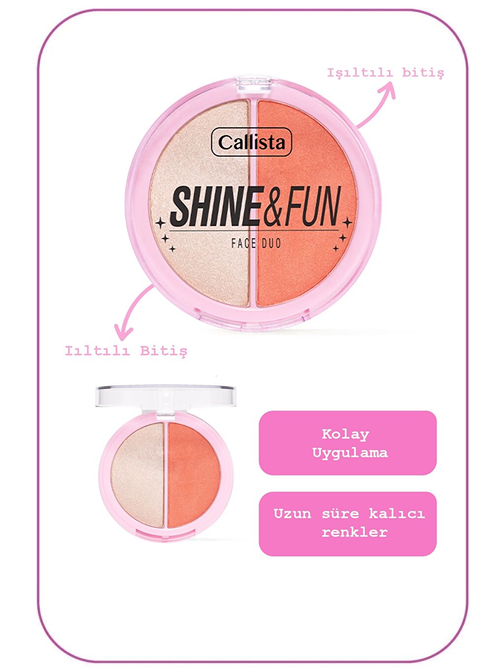 Callista Karışık Shine & Fun Face Duo Allık & Aydınlatıcı Paleti 120 Dream Team - 1