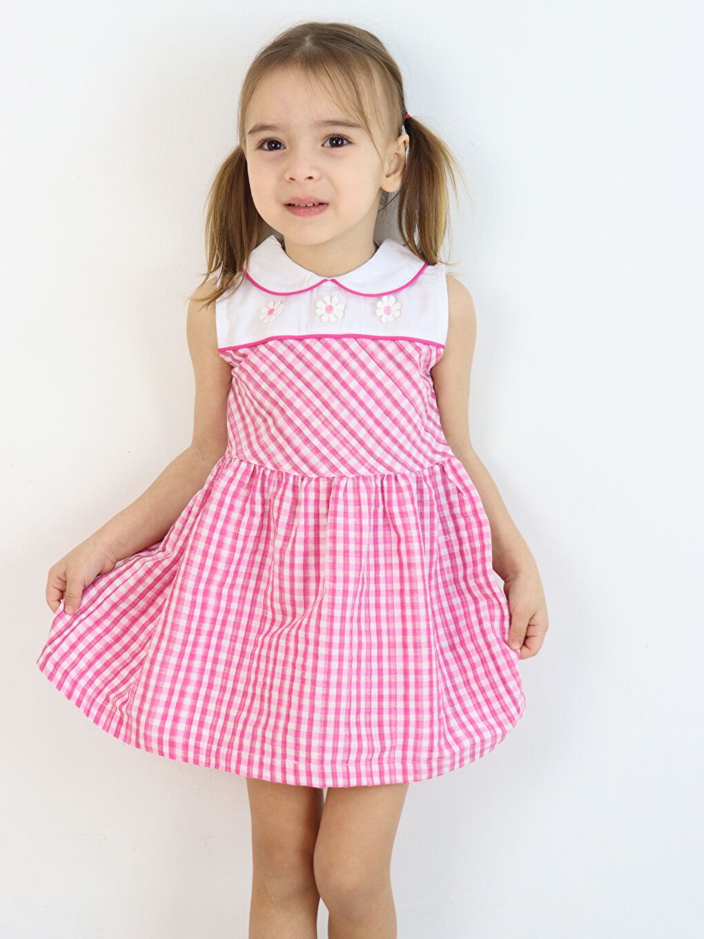 Pembe Bebe Yaka Kolsuz Kız Bebek Elbise-6