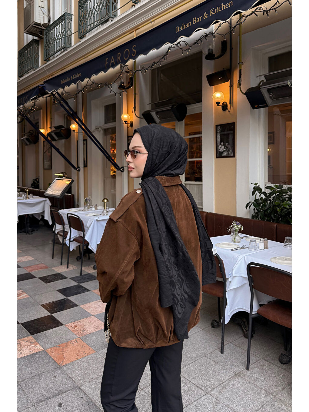 Kadın Gizli Düğmeli Kadife Ceket Kahverengi-3