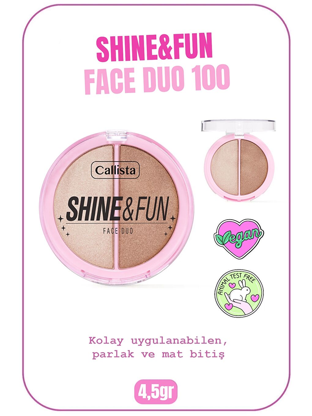 Callista Karışık Shine & Fun Face Duo Allık & Aydınlatıcı Paleti 100 Sparkle Crew