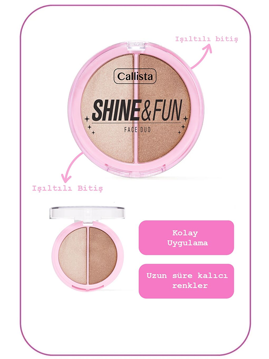 Callista Karışık Shine & Fun Face Duo Allık & Aydınlatıcı Paleti 100 Sparkle Crew - 1