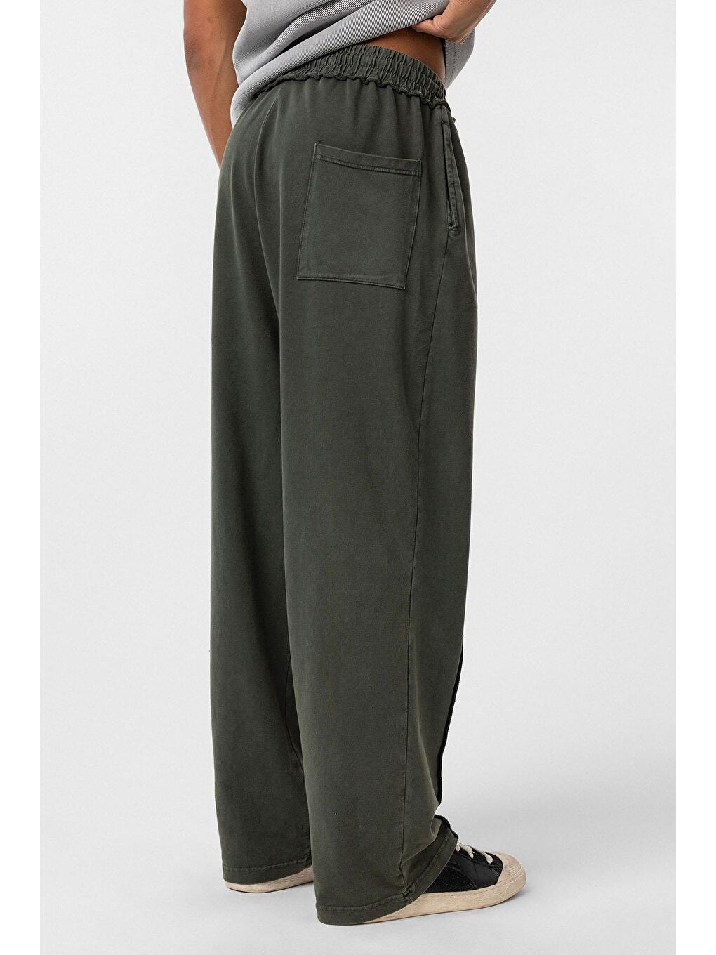 Haki Yıkamalı Baggy Eşofman Alt Koyu Hakı-4