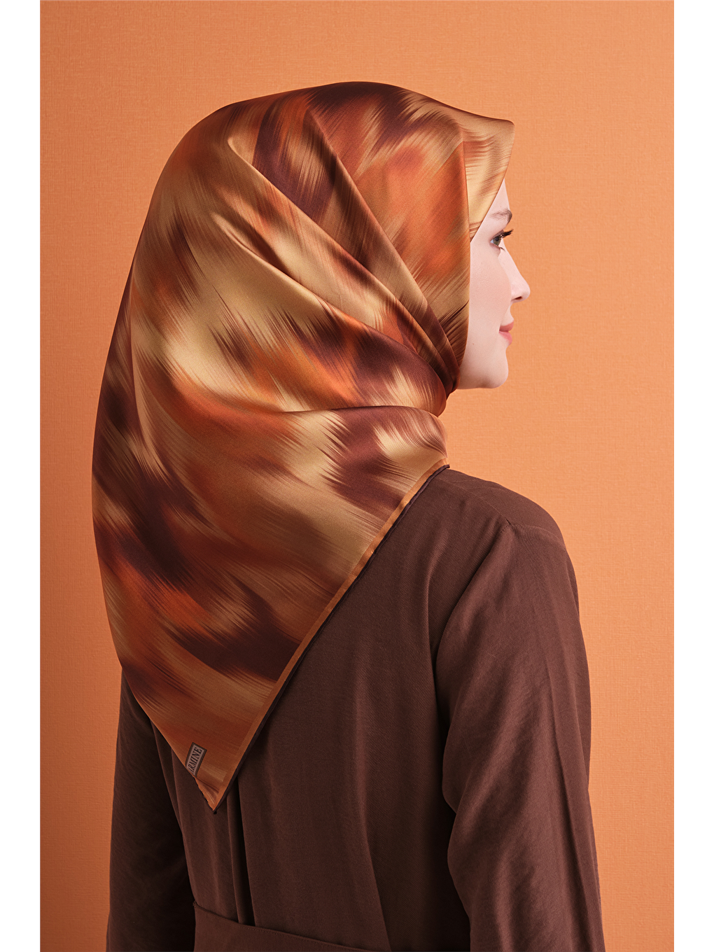 Kahverengi Saf İpek Twill Eşarp 9605d 57-3