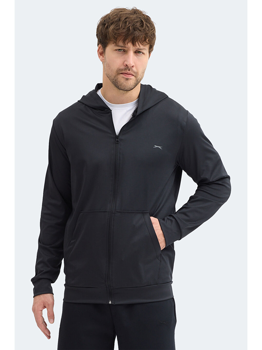 KELENOR Erkek Kapüşonlu Cepli Siyah Sweatshırt