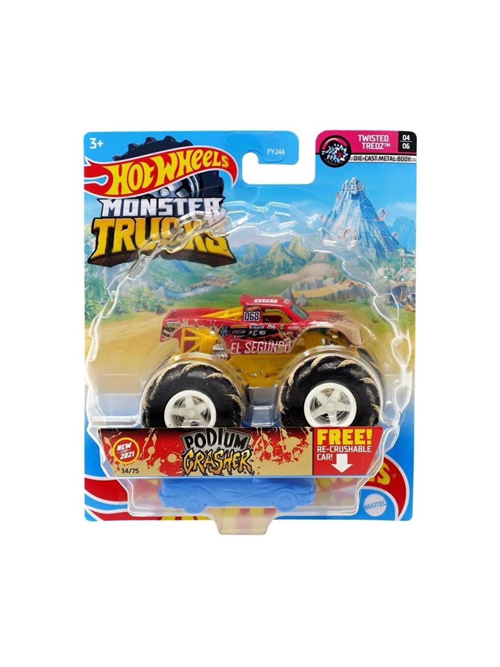 Hot Wheels Beyaz-Renklibaskı Monster Trucks 1:64 Arabalar - 3