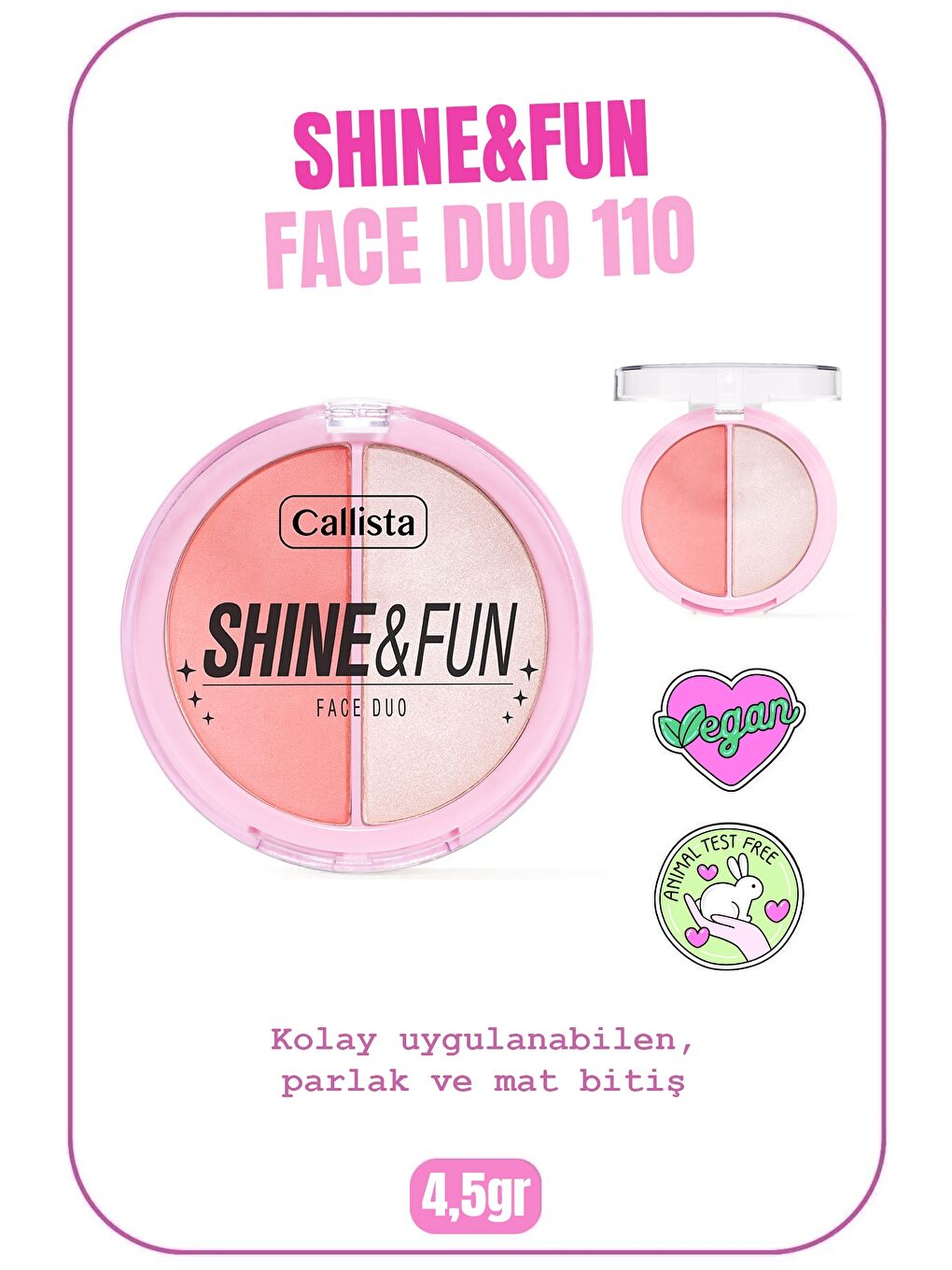 Callista Karışık Shine & Fun Face Duo Allık & Aydınlatıcı Paleti 110 Party Gang