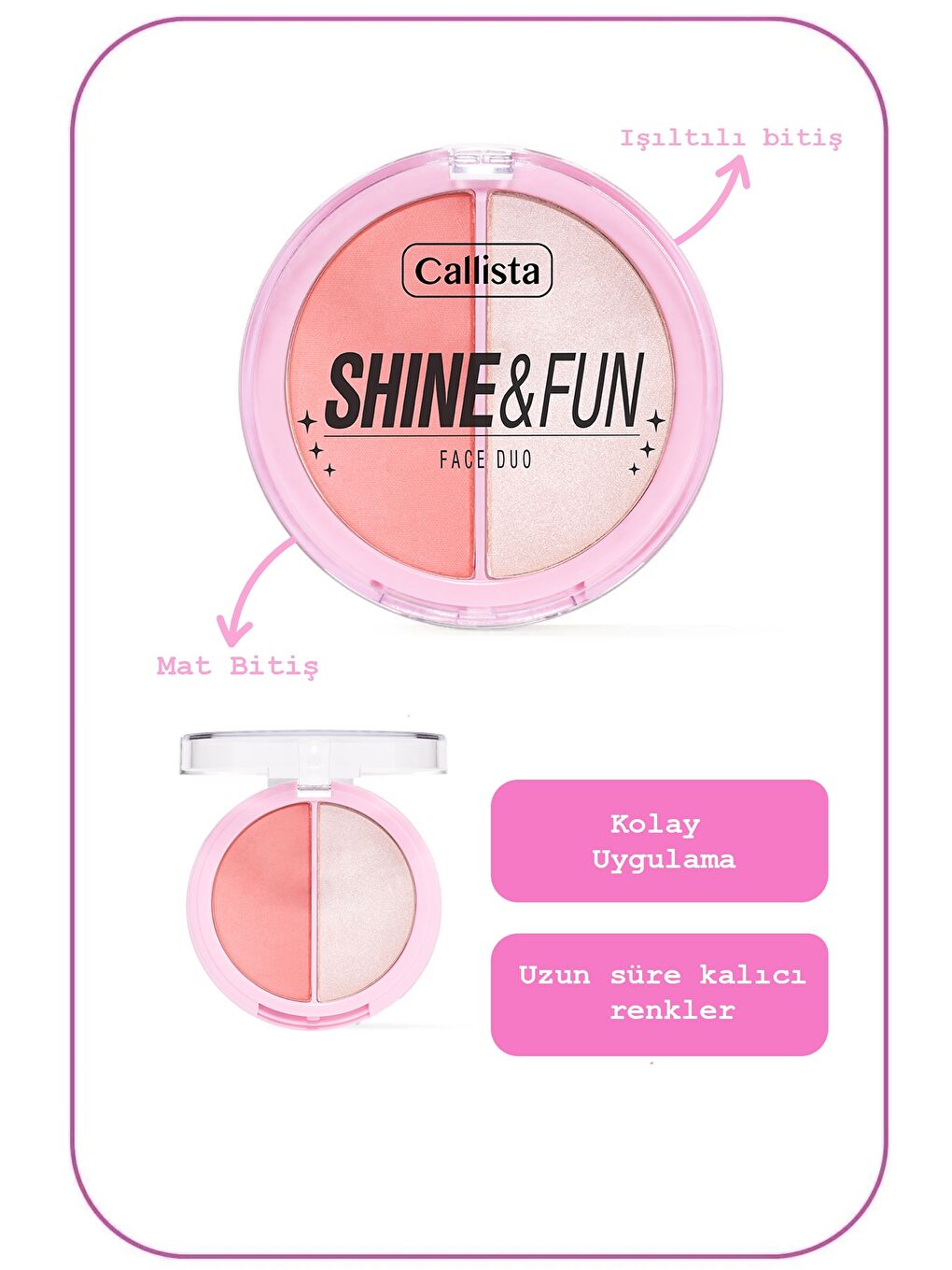 Callista Karışık Shine & Fun Face Duo Allık & Aydınlatıcı Paleti 110 Party Gang - 1