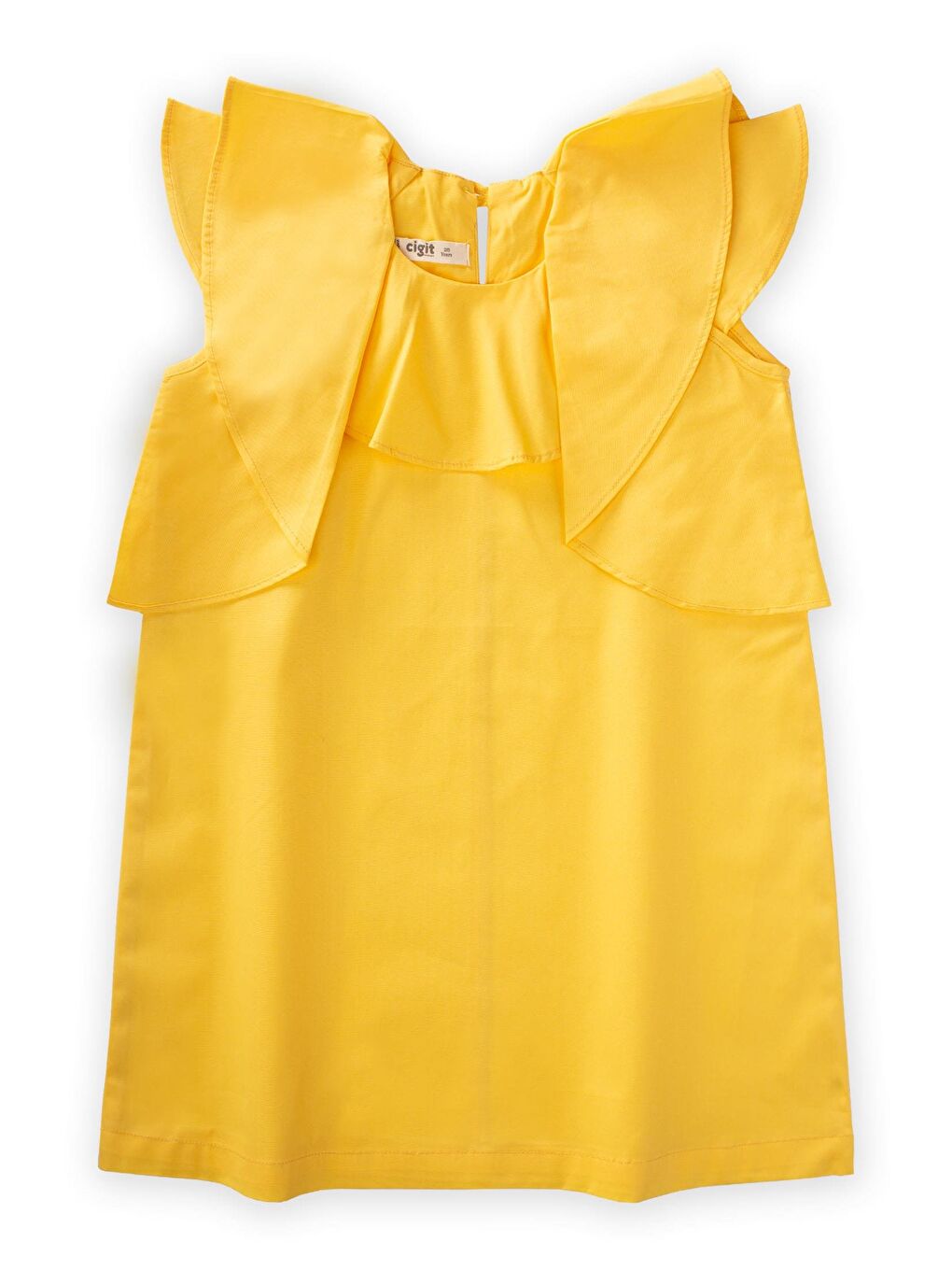 Sarı Kız Çocuk Poplin Elbise