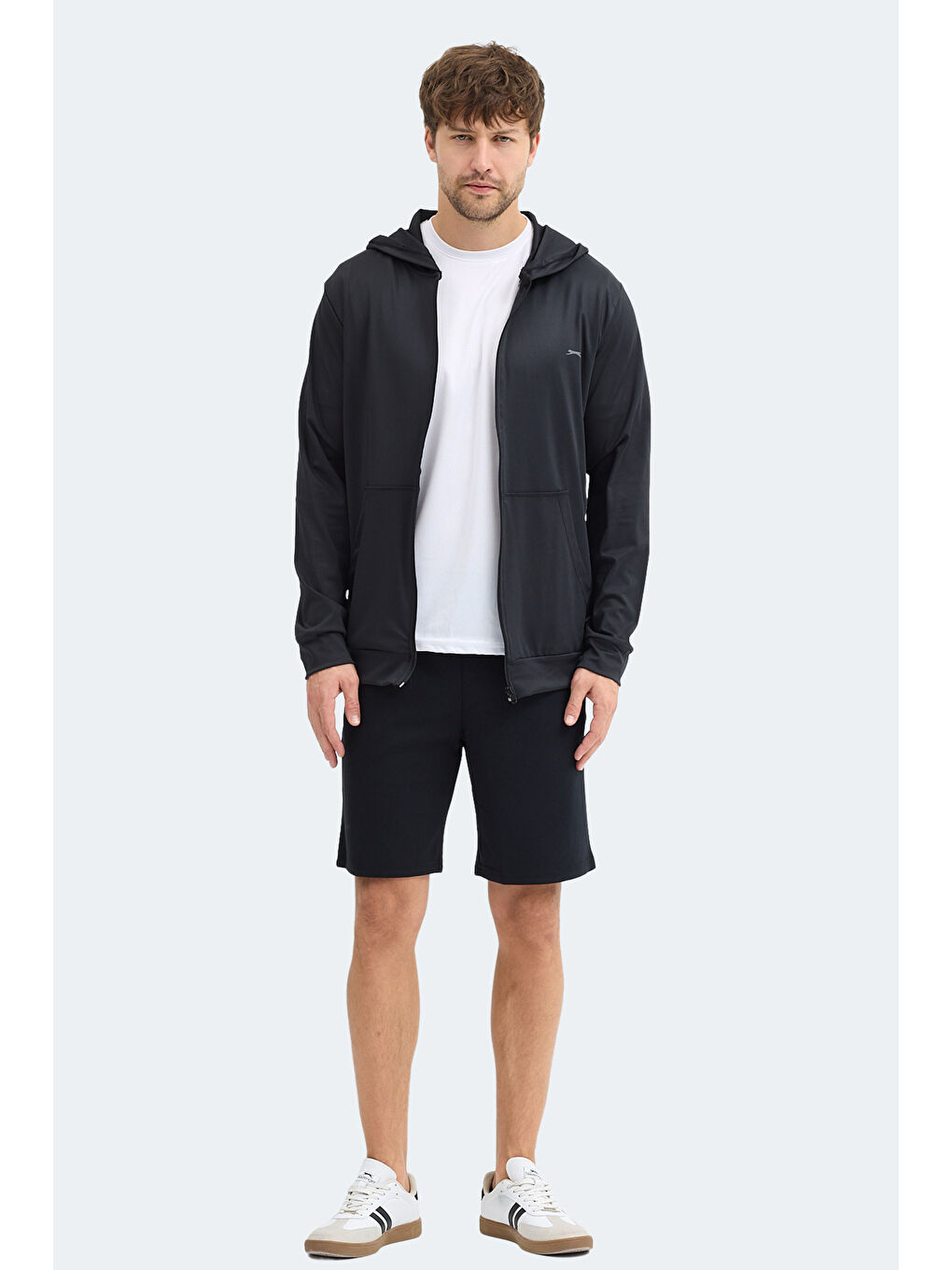 KELENOR Erkek Kapüşonlu Cepli Siyah Sweatshırt-4