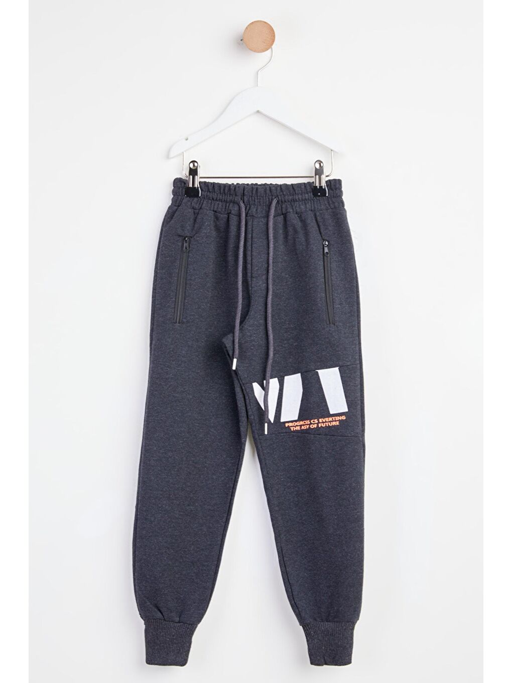 Erkek Çocuk Antrasit Paça Manşetli Baskılı Eşofman Altı - 24801