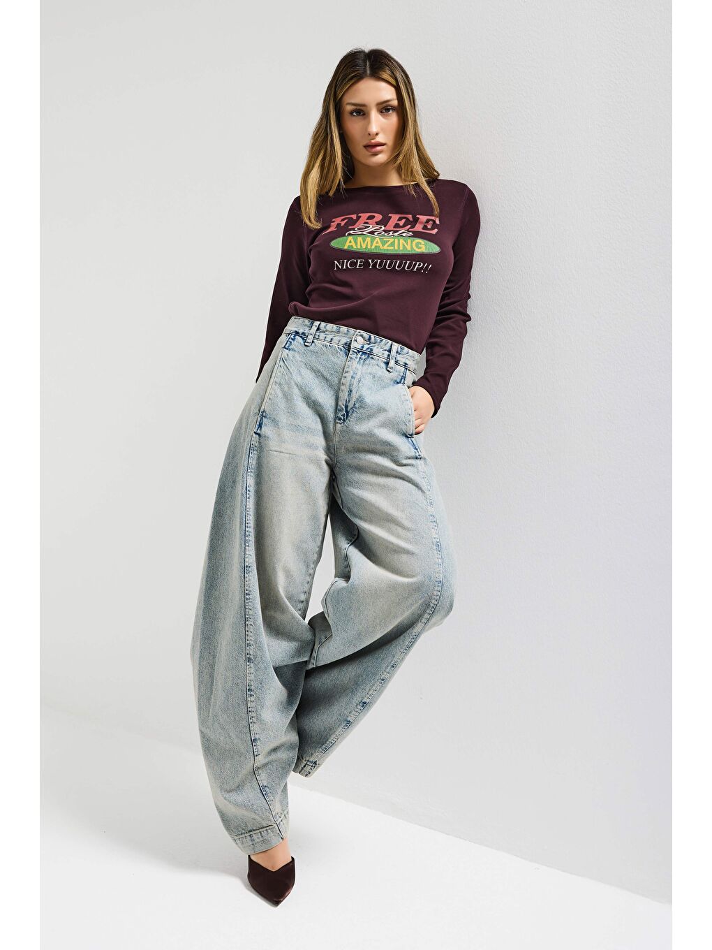 Mavi Kadın T.Kot Rengi 4s6-65 Süper Palazzo Fit Yandan Cepli Denim Jean-2