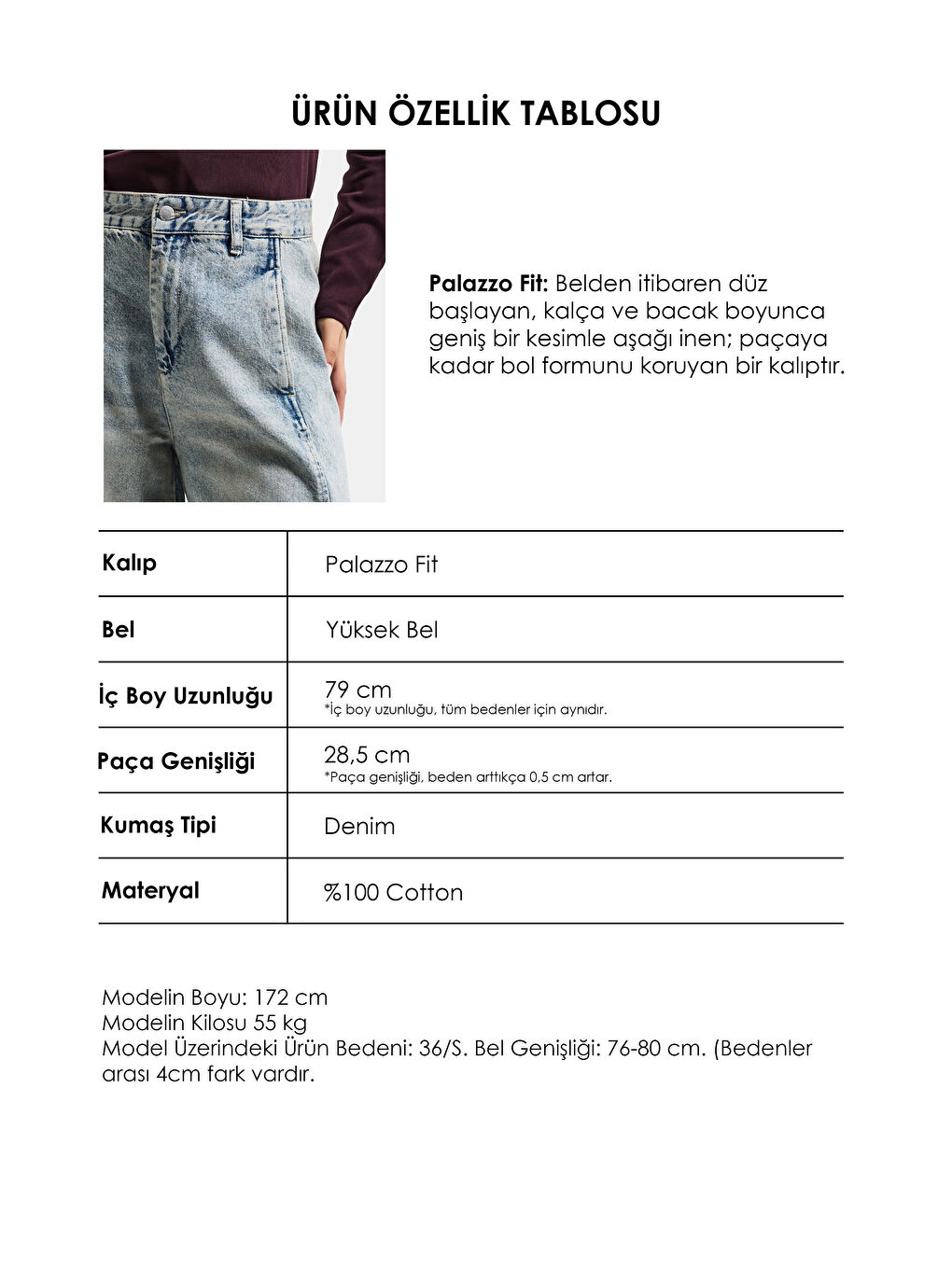 Mavi Kadın T.Kot Rengi 4s6-65 Süper Palazzo Fit Yandan Cepli Denim Jean-3