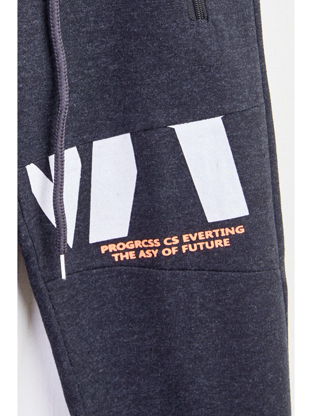 Erkek Çocuk Antrasit Paça Manşetli Baskılı Eşofman Altı - 24801-1