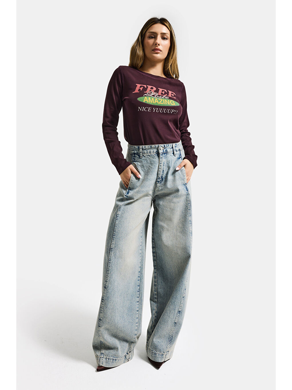 Mavi Kadın T.Kot Rengi 4s6-65 Süper Palazzo Fit Yandan Cepli Denim Jean-5