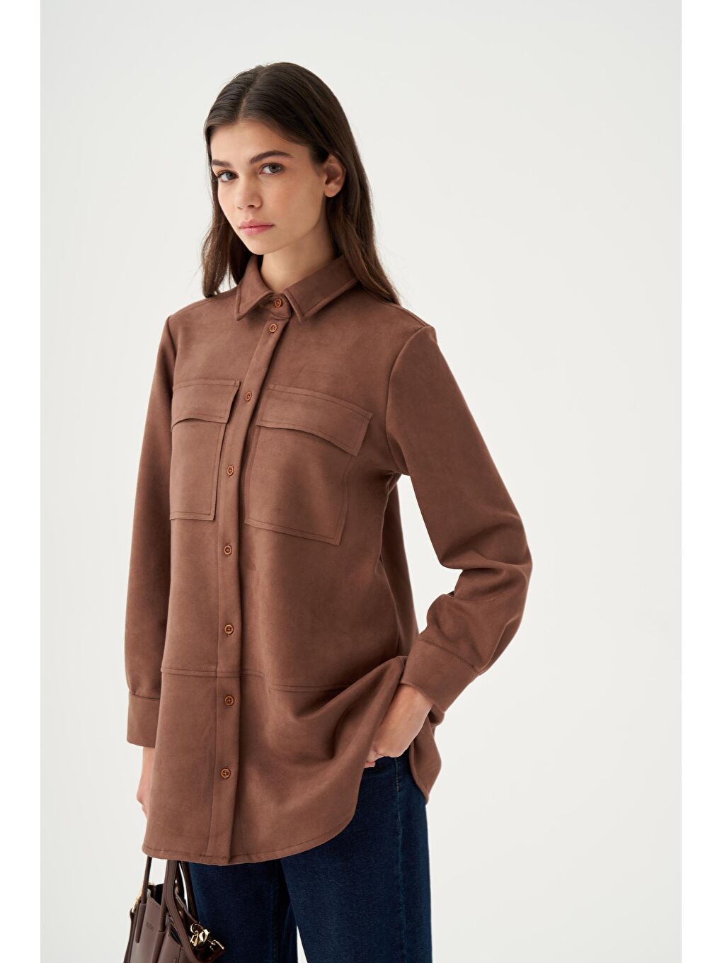 Kahverengi Kahve-Kapak Cepli Uzun Scuba Gömlek-4