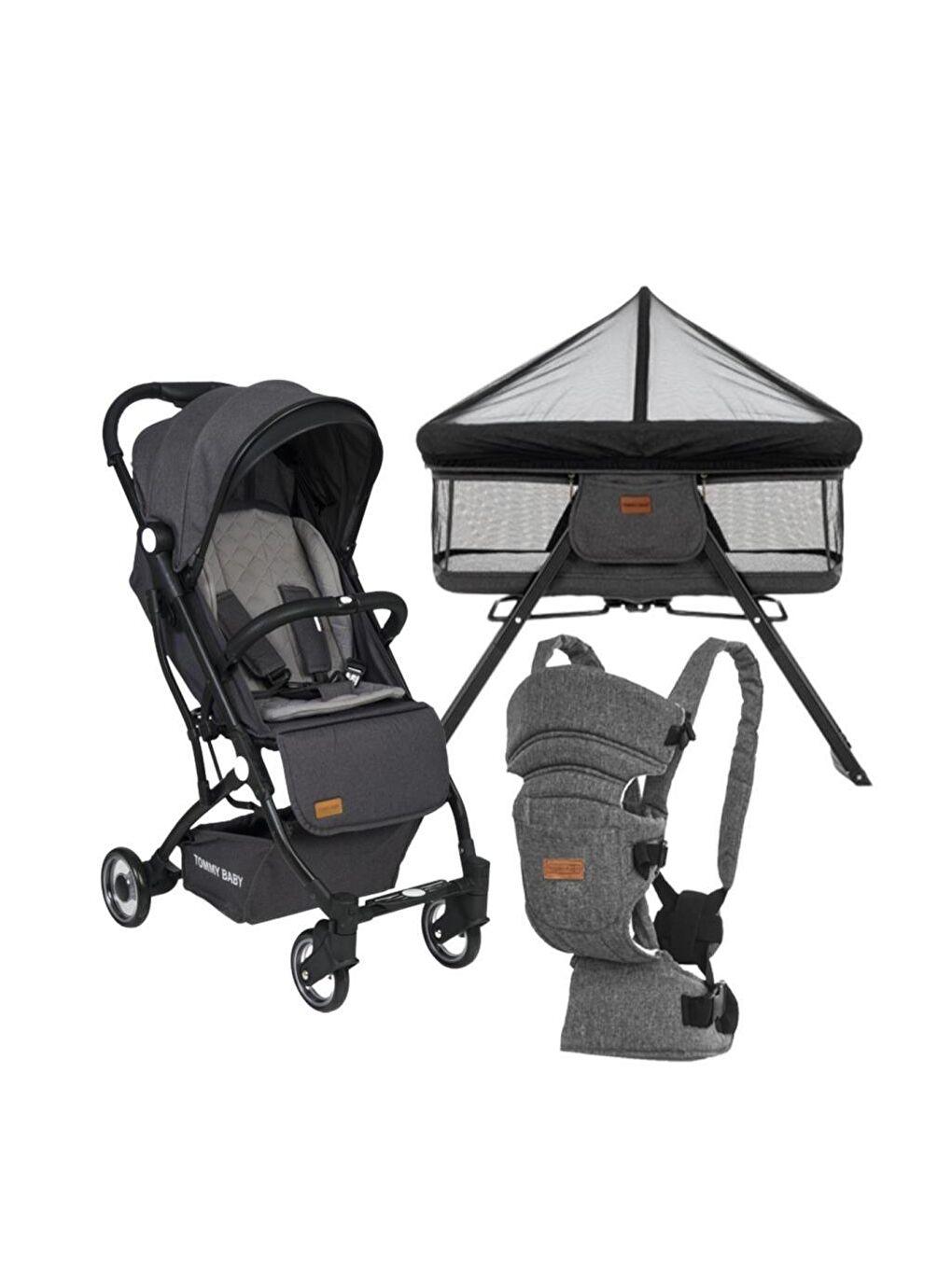 İnci 3 lü Set Kabin Bebek Arabası Katlanır Beşik Kanguru