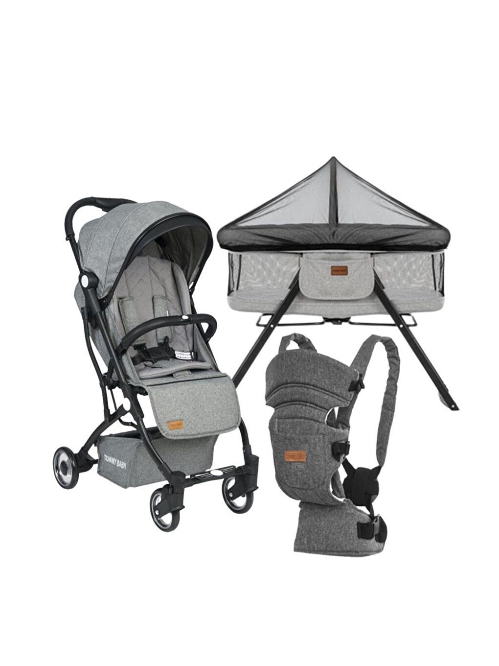 İnci 3 lü Set Kabin Bebek Arabası Katlanır Beşik Kanguru