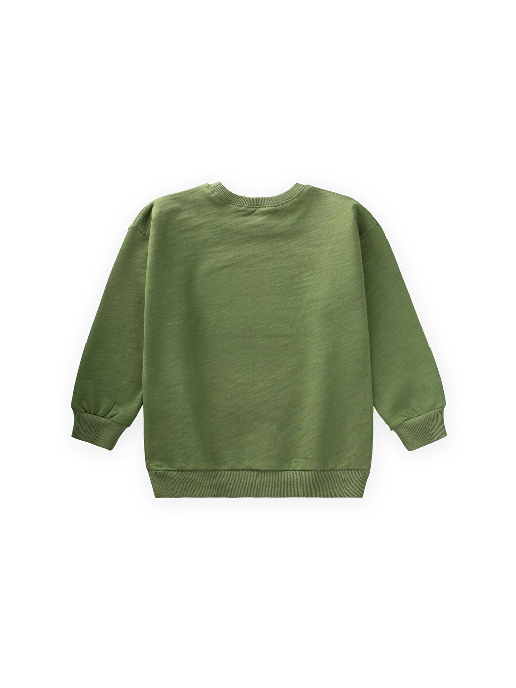 Geometrik Aplikeli Sweatshirt 2-7 Yaş Yağ Yeşili-1