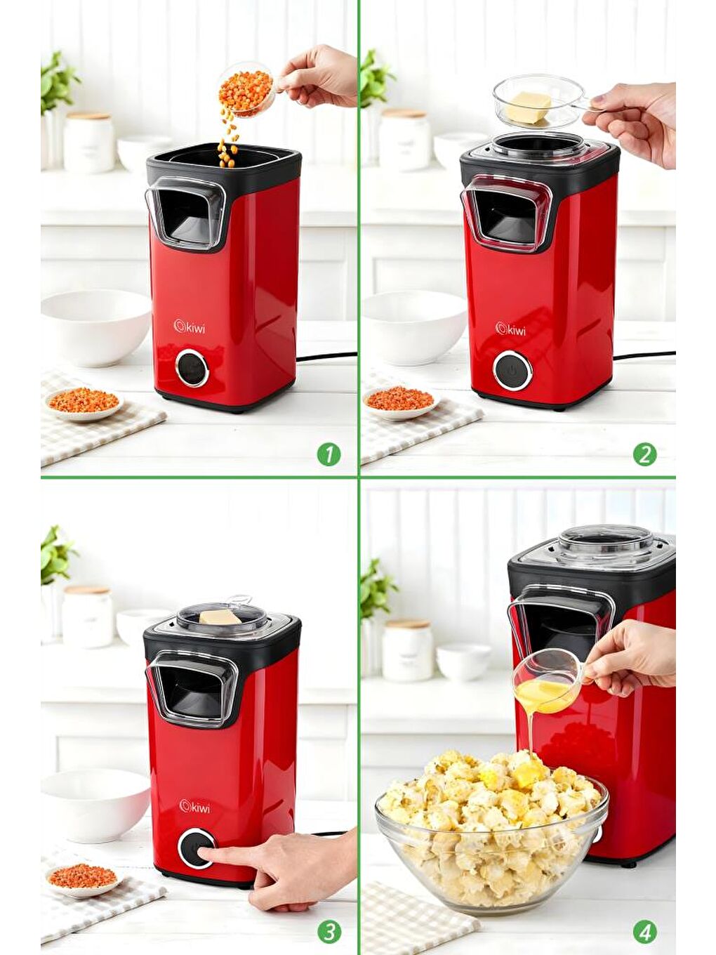 KPM-7412 KIRMIZI Patlamış Mısır Makinesi | Sıcak Hava Teknolojisi | Yağsız & Sağlıklı Atıştırma-1