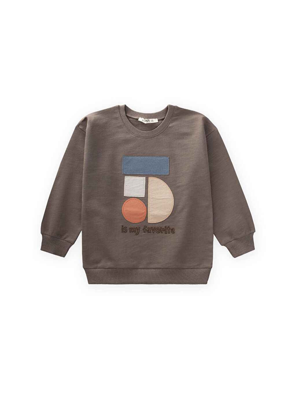 Bej Geometrik Aplikeli Sweatshirt 2-7 Yaş Vizon