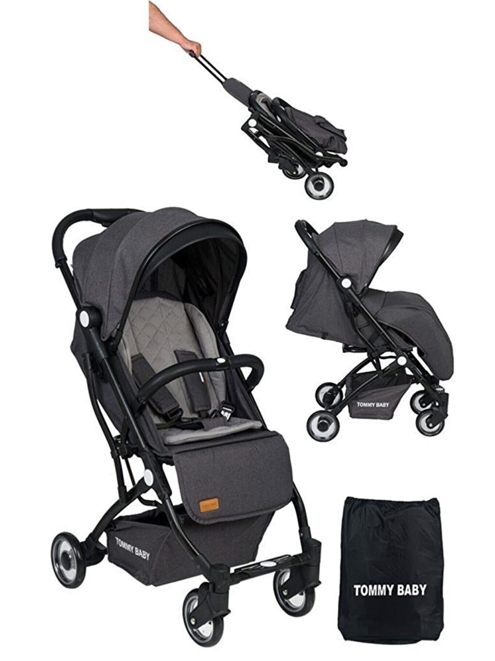 İnci 3 lü Set Kabin Bebek Arabası Katlanır Beşik Kanguru-1