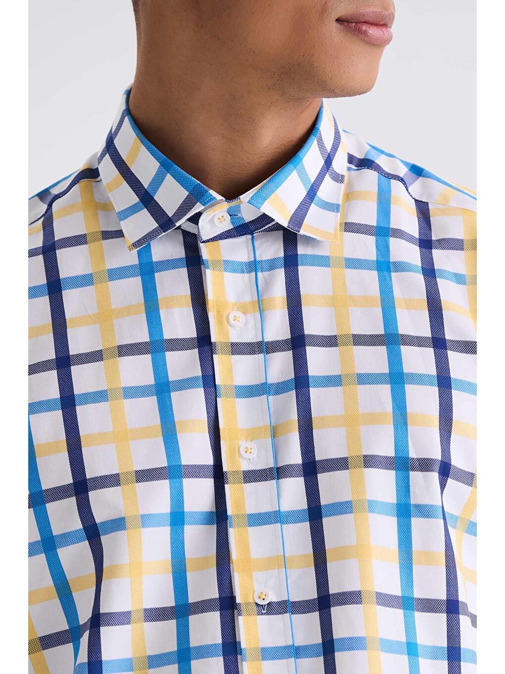 Mavi Saks Slim Fit Yaka Düğmeli Gömlek-2