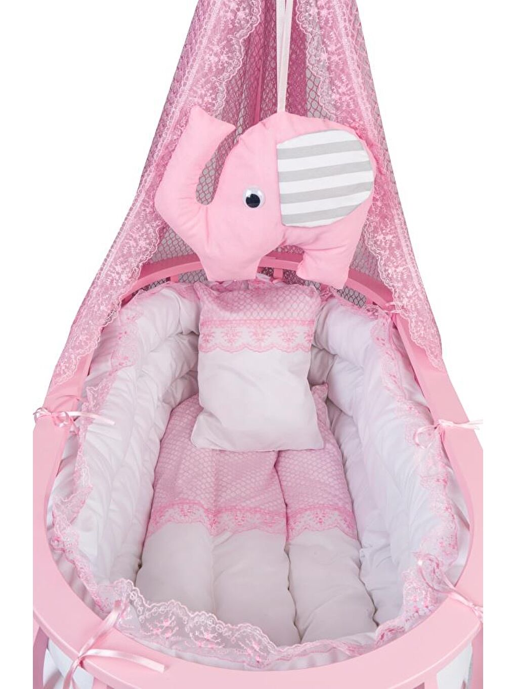 Sepet Beşik Ahşap Beşik Uyku Setli Doğal Ahşap Beşik bambu00-1