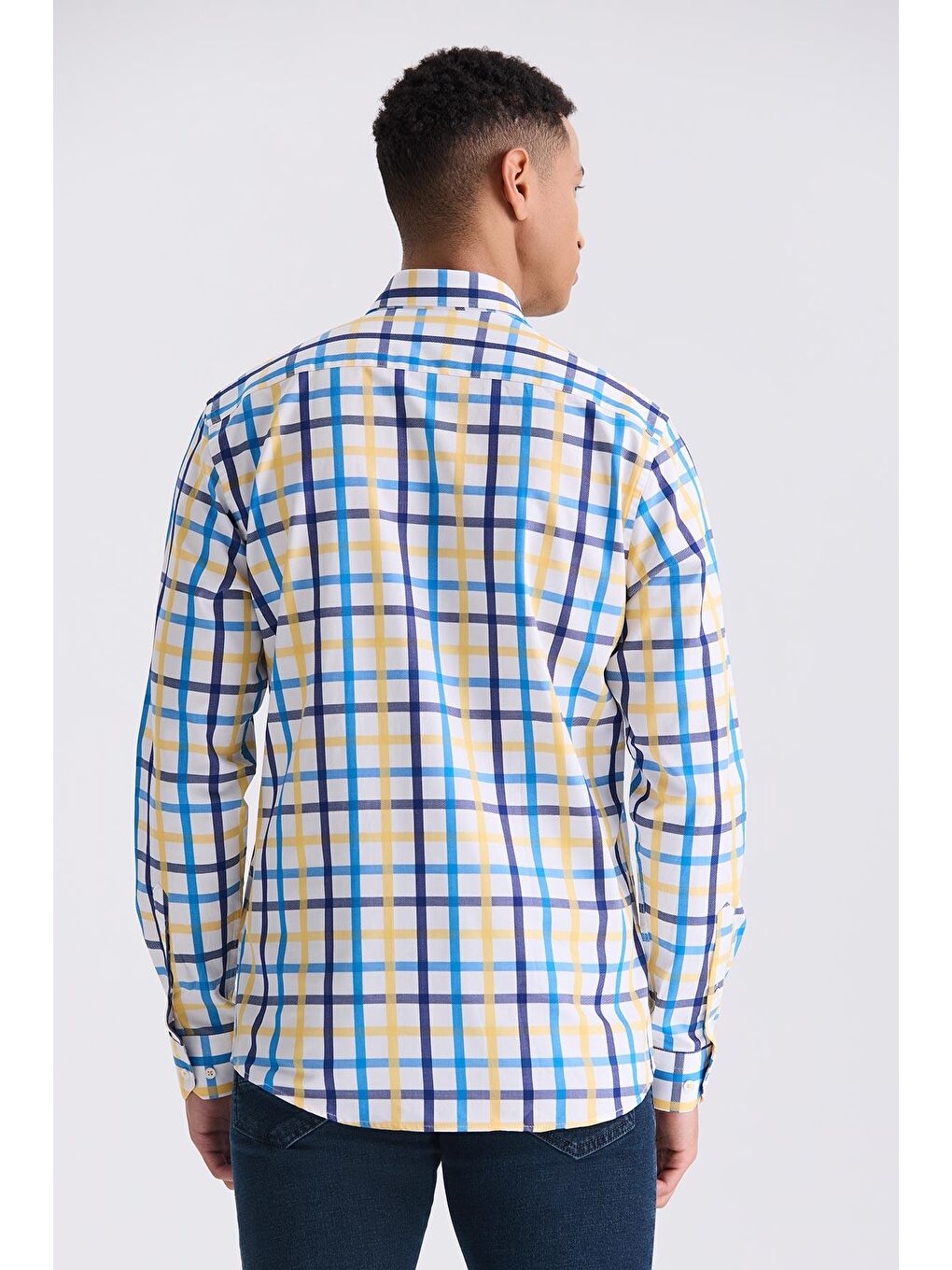 Mavi Saks Slim Fit Yaka Düğmeli Gömlek-3