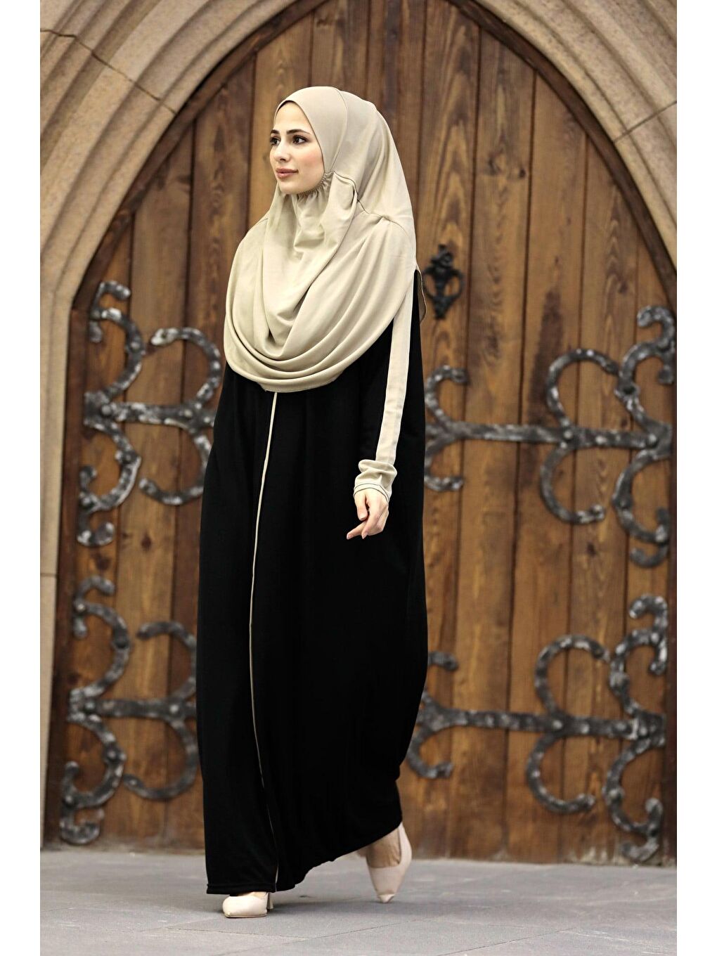 Çantalı Pratik Elbise N2308 Siyah-2