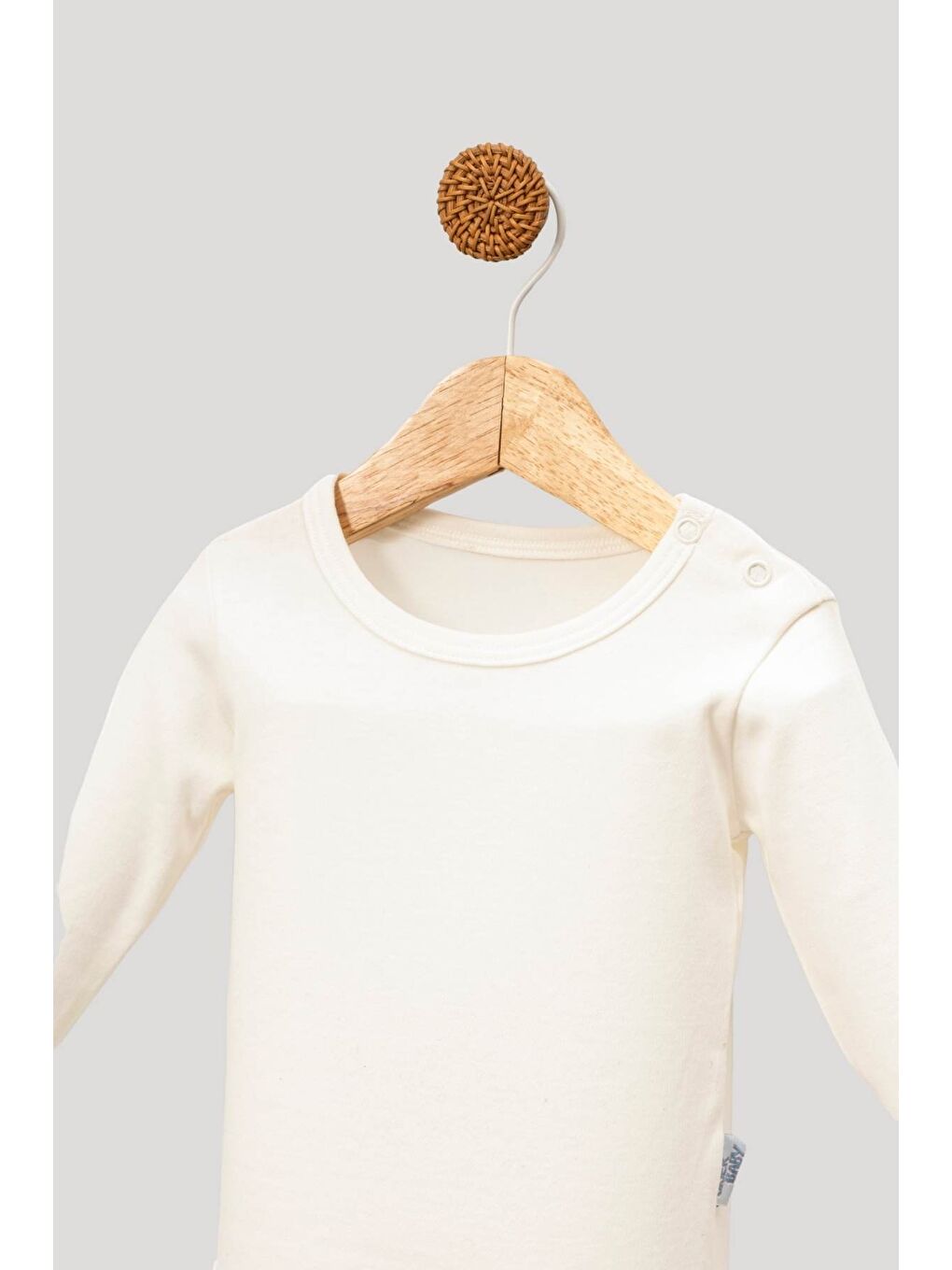 Ekru 5'Li Zıbın Uzun Kollu %100 Pamuk Çıtçıtlı Bebek Body-2