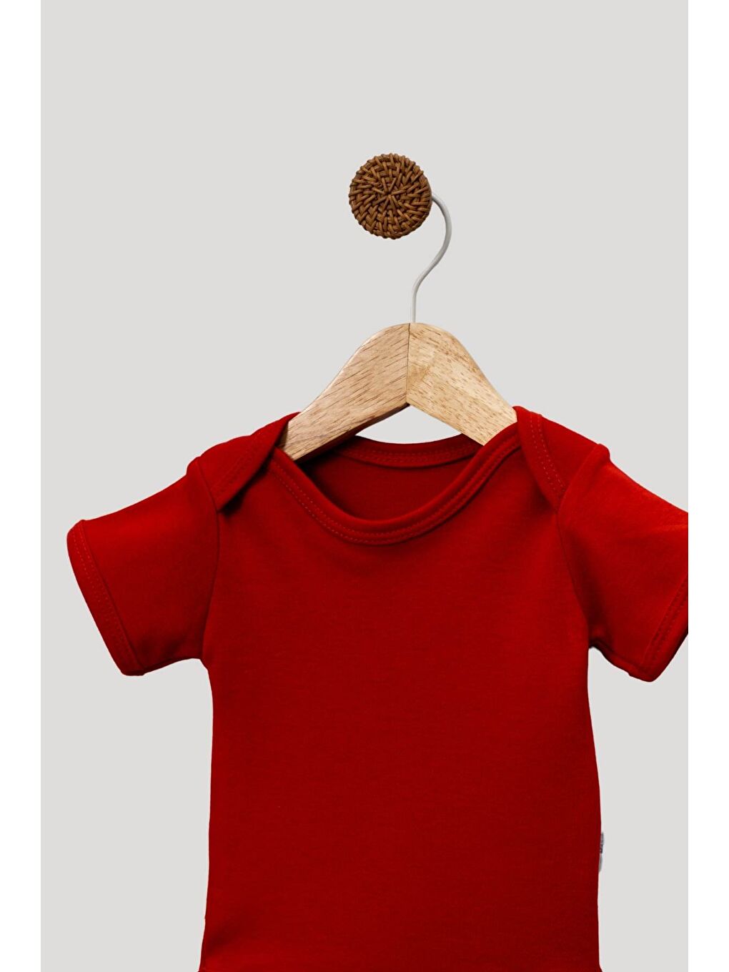 Kırmızı 5'li Zıbın Kısa Kollu %100 Pamuk Çıtçıtlı Bebek Body-1