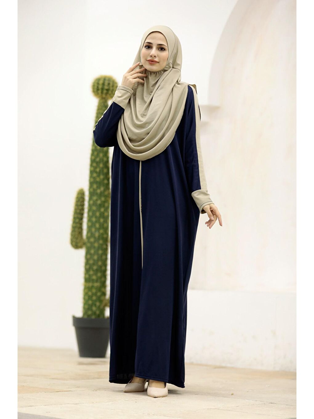 Çantalı Pratik Elbise N2309 Lacivert-1